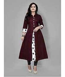 RIAANA - Maroon Cotton Women's Front Slit Kurti ( Pack of 1 )